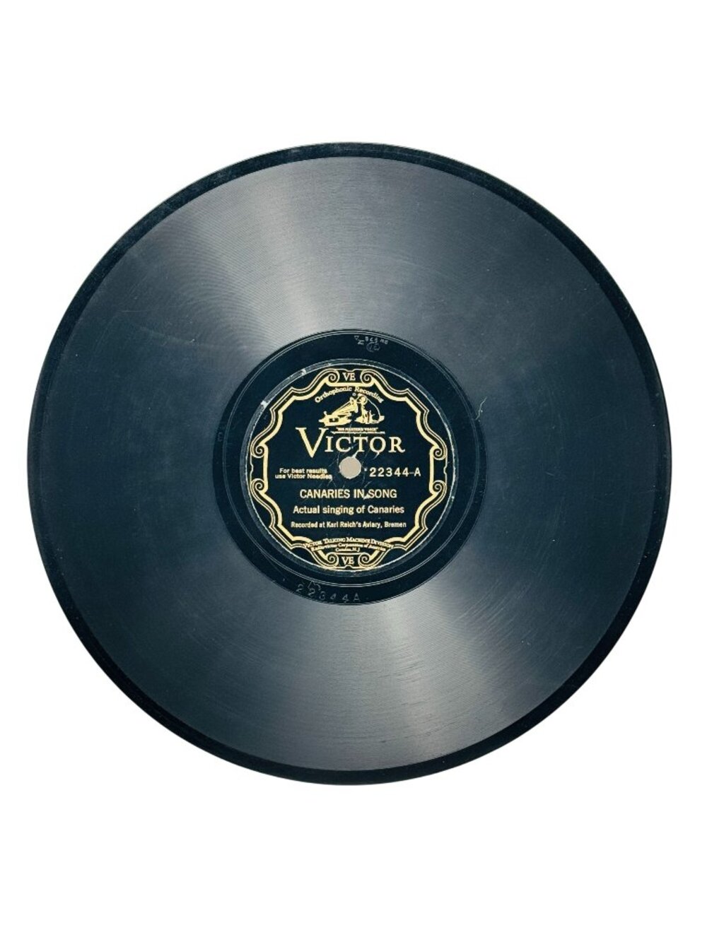 Karl Reich's Aviary Bremen Canaries In Song 10in Shellac 78 RPM Victor 22344 VG